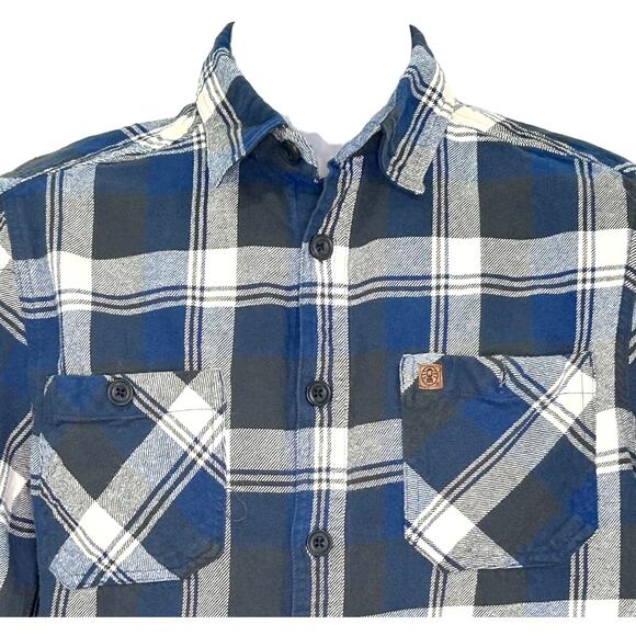 Coleman Men's 100% Cotton Blue Plaid Flannel Work Shirt Long Sleeve Pockets Med - Picture 2 of 6